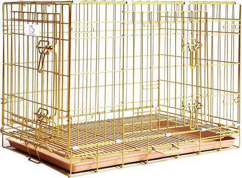24-42" Copper Gold Wire Dog Crate GLD24/30/36/42