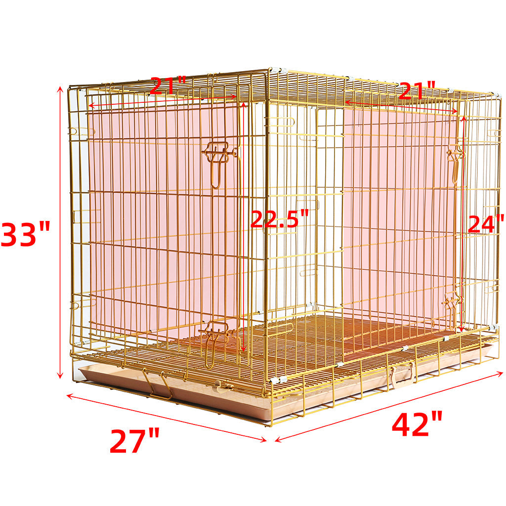 24-42" Copper Gold Wire Dog Crate GLD24/30/36/42
