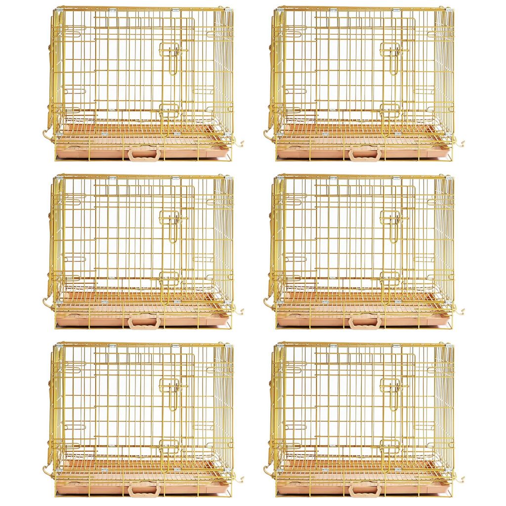 24-42" Copper Gold Wire Dog Crate GLD24/30/36/42