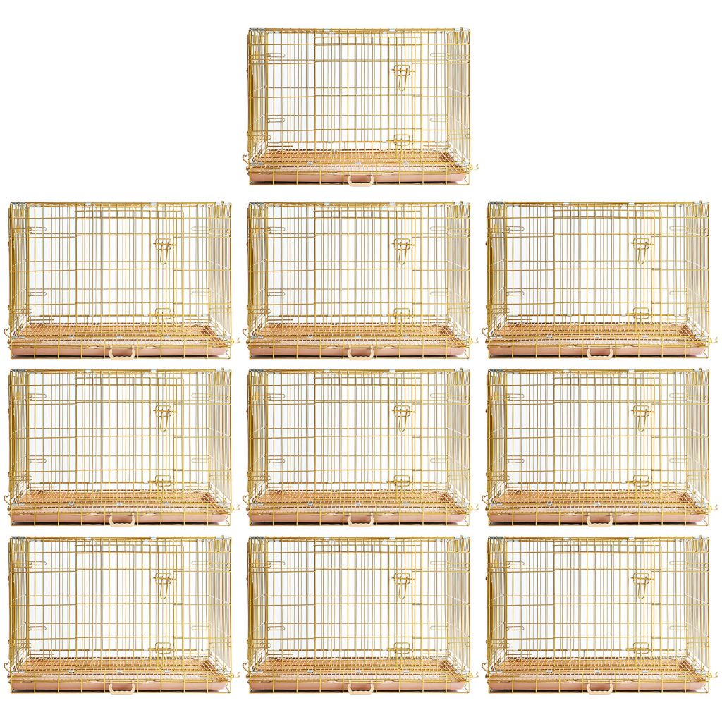 24-42" Copper Gold Wire Dog Crate GLD24/30/36/42