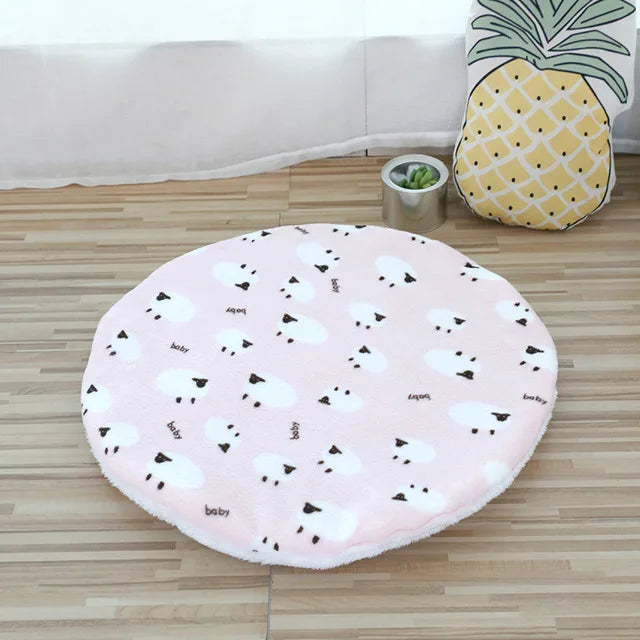Plush Cat Bed Mats Round Pet Bed for Cats Small Dogs Soft Fleece Pet Sleeping Mat Kitten Puppy Nest Pet Cushion Cat Accessories