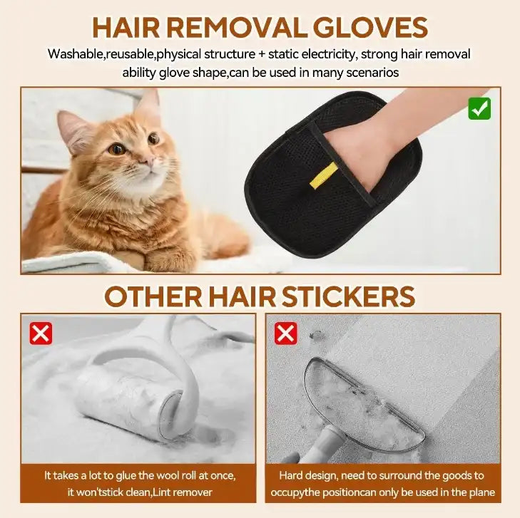 Pet Hair Removal Glove – Easy Pet Grooming for Dogs & Cats